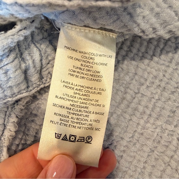 Free People Lucy Cotton Button Front Boho Light Blue Blouse Medum - Picture 4 of 7